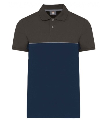 Unisex eco-friendly short sleeve polo shirt navy grey