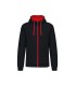 Men's contrast hooded full zip sweatshirt dark red