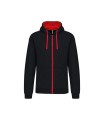 Men's contrast hooded full zip sweatshirt dark red