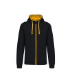 Men's contrast hooded full zip sweatshirt dark yellow