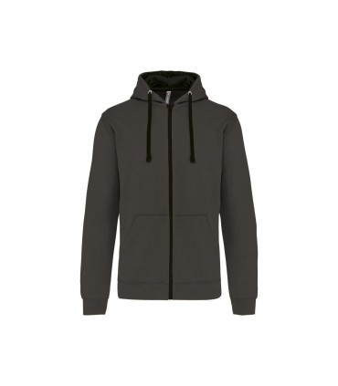 Herensweater met rits en capuchon grijs - zwart