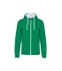 Herensweater met rits en capuchon groen - wit