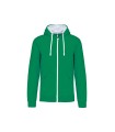 Men's contrast hooded full zip sweatshirt green - white