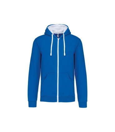 Herensweater met rits en capuchon royal - wit