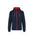 Men's contrast hooded full zip sweatshirt navy - red
