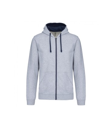 Herensweater met rits en capuchon grijs - navy