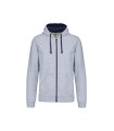 Men's contrast hooded full zip sweatshirt grey - navy