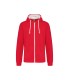 Herensweater met rits en capuchon rood - wit