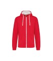 Men's contrast hooded full zip sweatshirt rouge - blanc