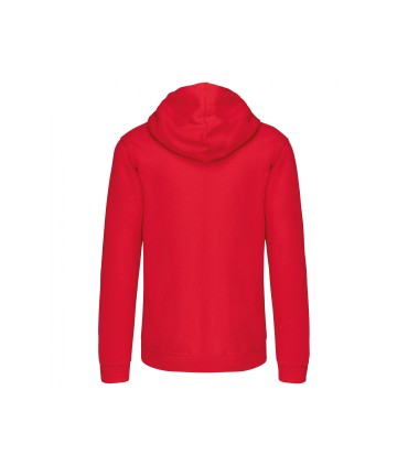 Sweat-shirt zippé capuche contrastée rouge - blanc