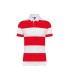 Short-sleeved striped polo shirt white red
