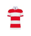 Short-sleeved striped polo shirt white red
