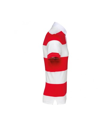 Short-sleeved striped polo shirt white red