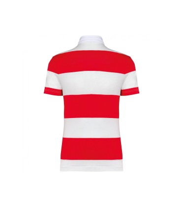 Tweekleurige gestreepte polo wit rood