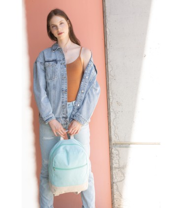Essential backpack in cotton: Ice Mint - Natural