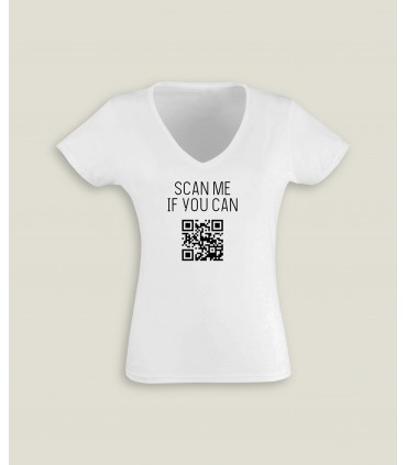T-Shirt Femme Col-V Scan me if you can