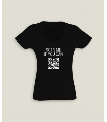 T-Shirt Femme Col-V Scan me if you can