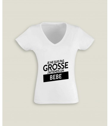T-Shirt Femme Col-V Pas Grosse Bébé