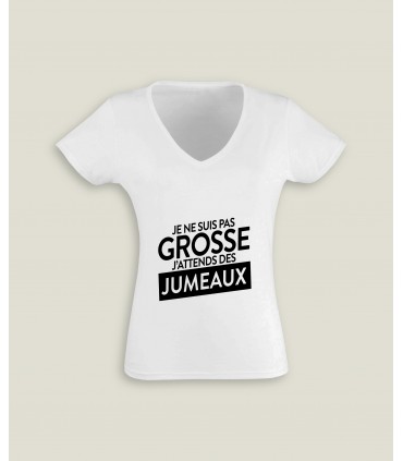 T-Shirt Femme Col-V Pas Grosse Jumeaux