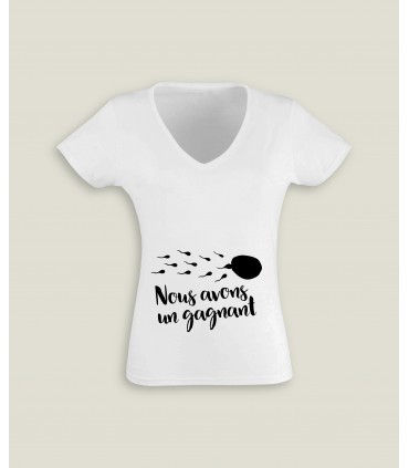 T-Shirt Femme Col-V Nous avons un gagnant