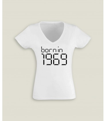 T-Shirt Vrouw V-Hals Born in 2000