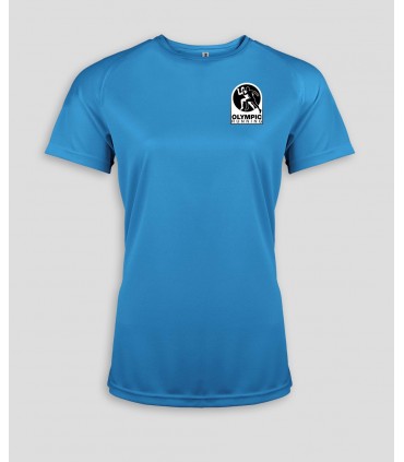 T-Shirt sport Dame + Logo ou Nom - PABE439-AquaBlue