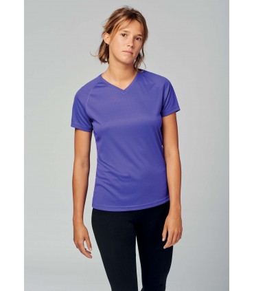 T-Shirt Sport Femme Col-V + Logo ou Nom - PABE477